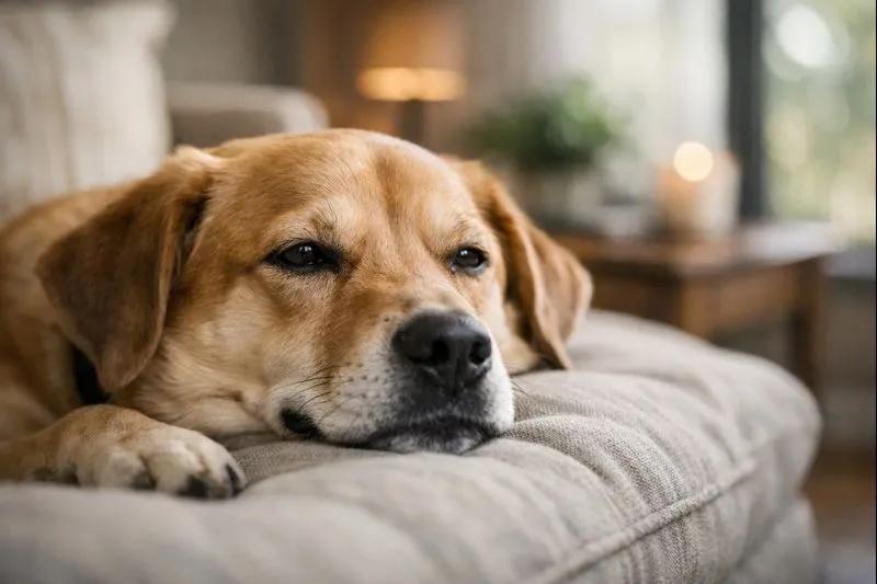 Calm dog resting in quiet home