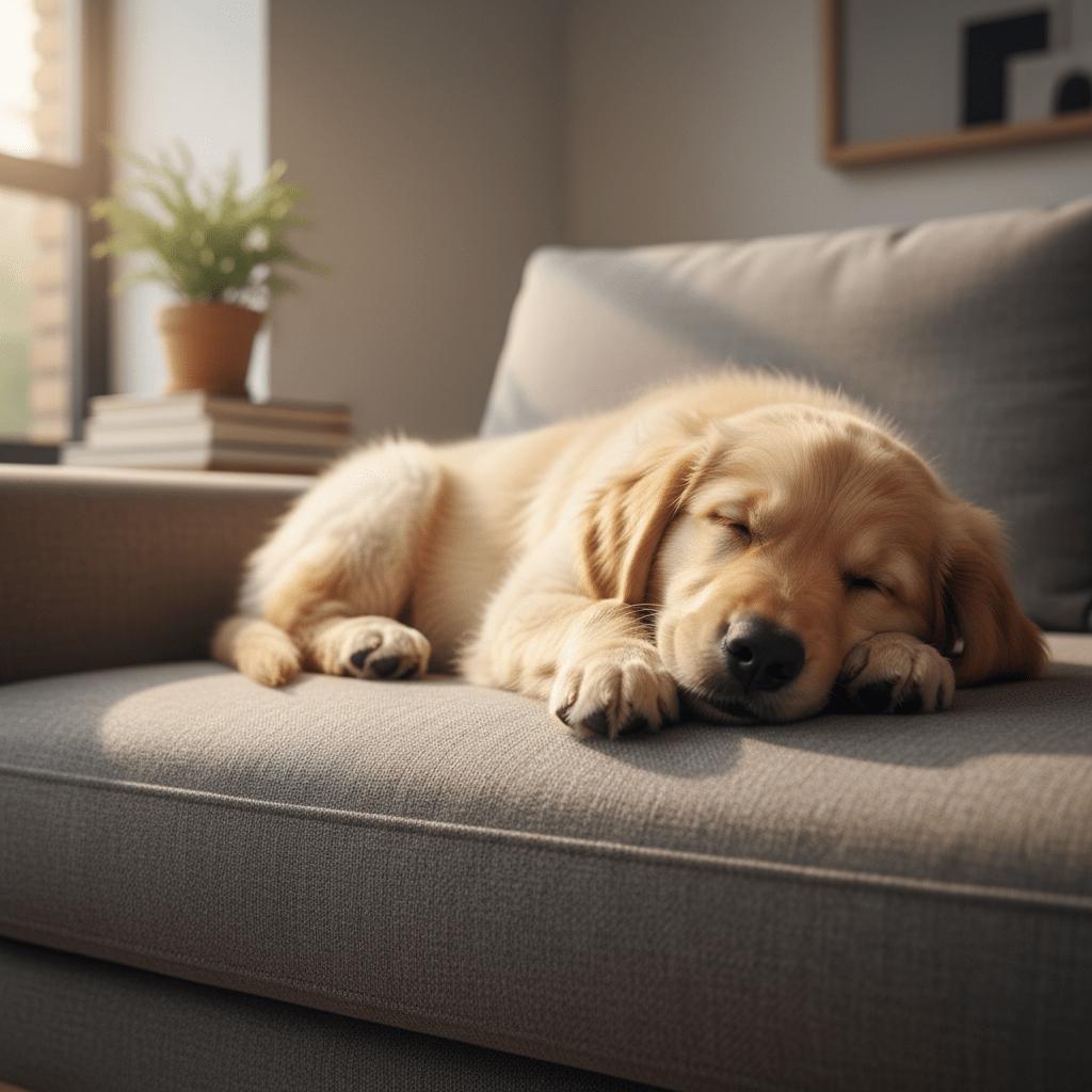 Puppy relaxing in peaceful home