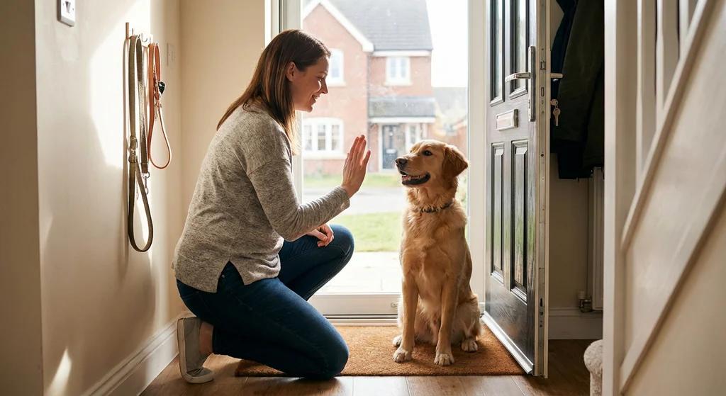 Puppy waiting at doorway