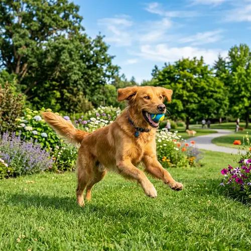 Dog playing fetch outdoors