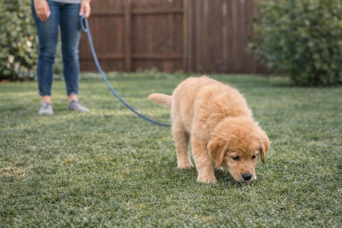 Puppy searching owner's scent