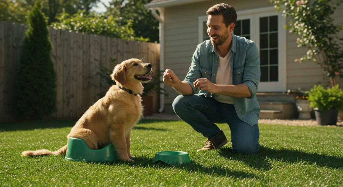 Puppy learning potty training