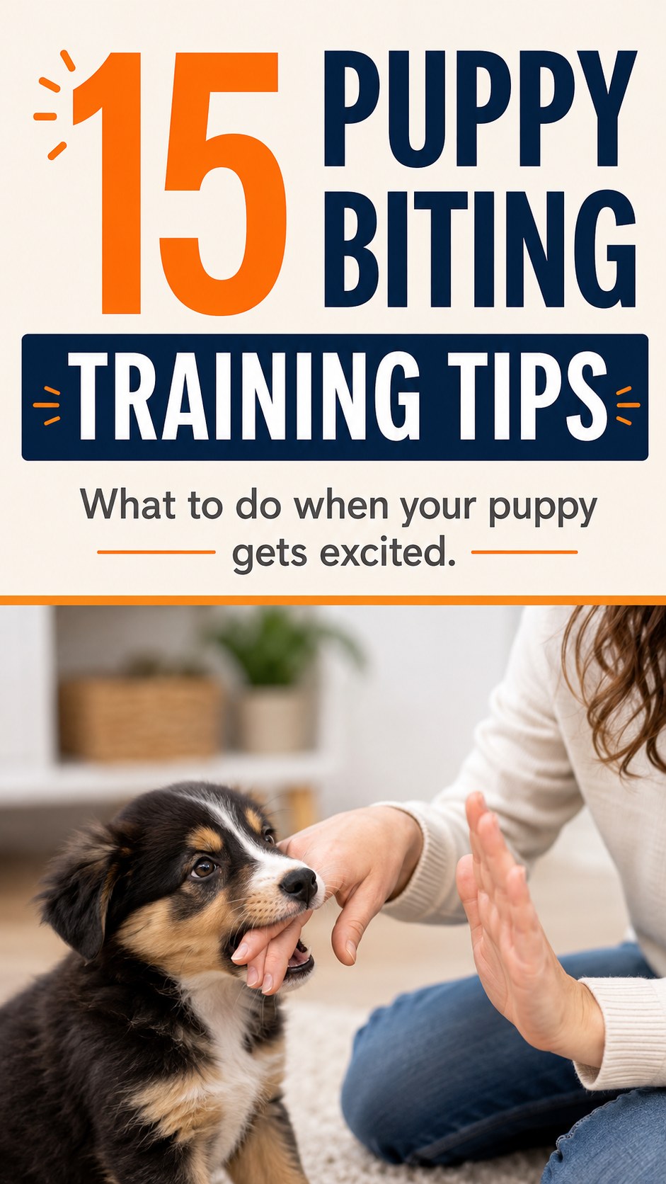 Puppy nipping at a hand shows the excited moment these puppy biting training tips address