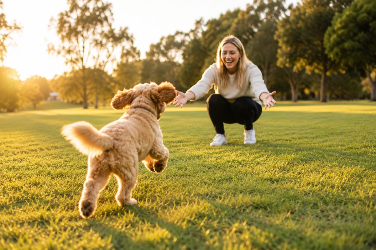 Puppy running to owner called