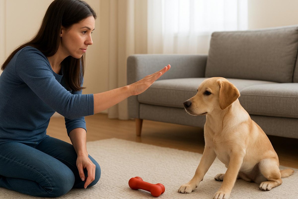 Puppy practicing patience training