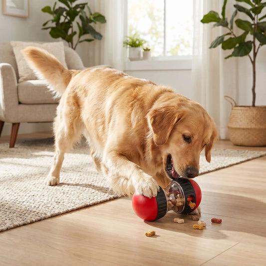Dog playing treat toy